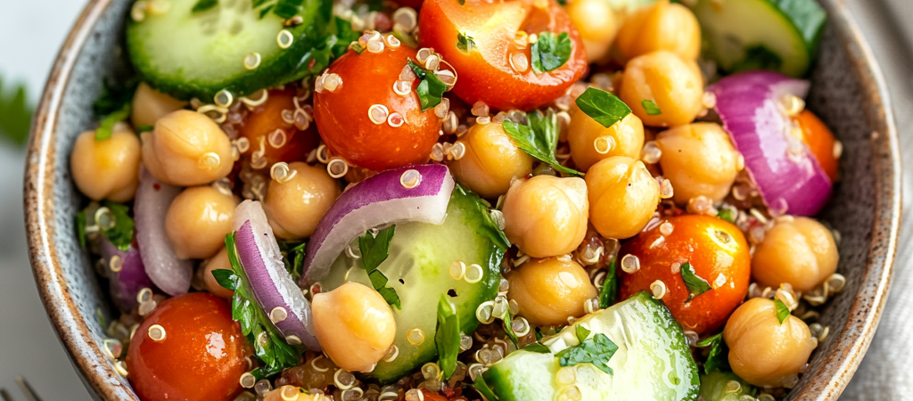 Ensalada de Quinoa con Garbanzos y Vinagreta de Limón: Receta Saludable y Deliciosa