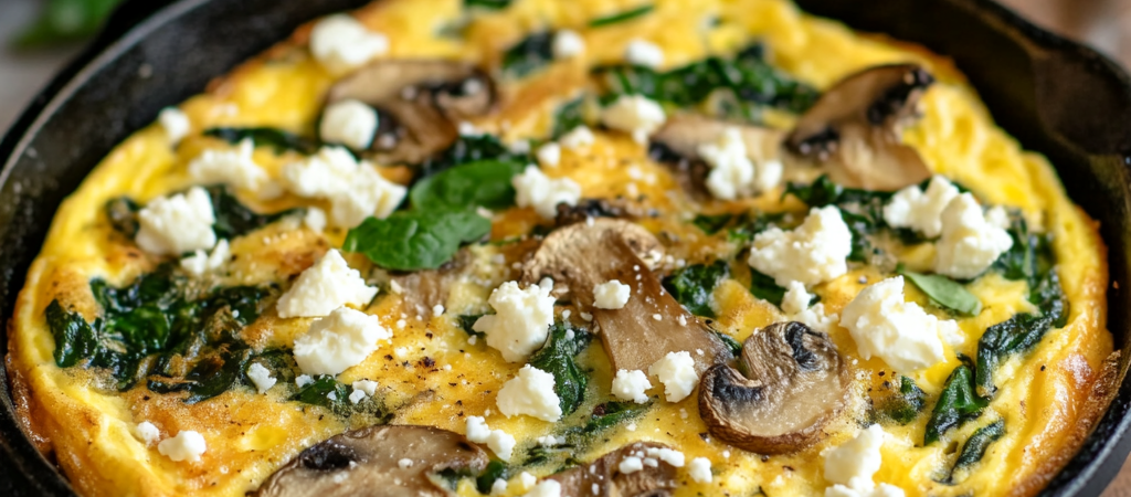 Frittata Keto con Espinacas, Champiñones y Queso Feta: Receta Fácil y Nutritiva