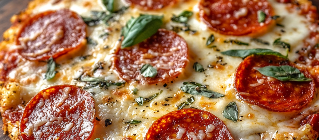 Pizza Keto de Pepperoni con Masa de Coliflor: Receta Saludable y Baja en Carbohidratos
