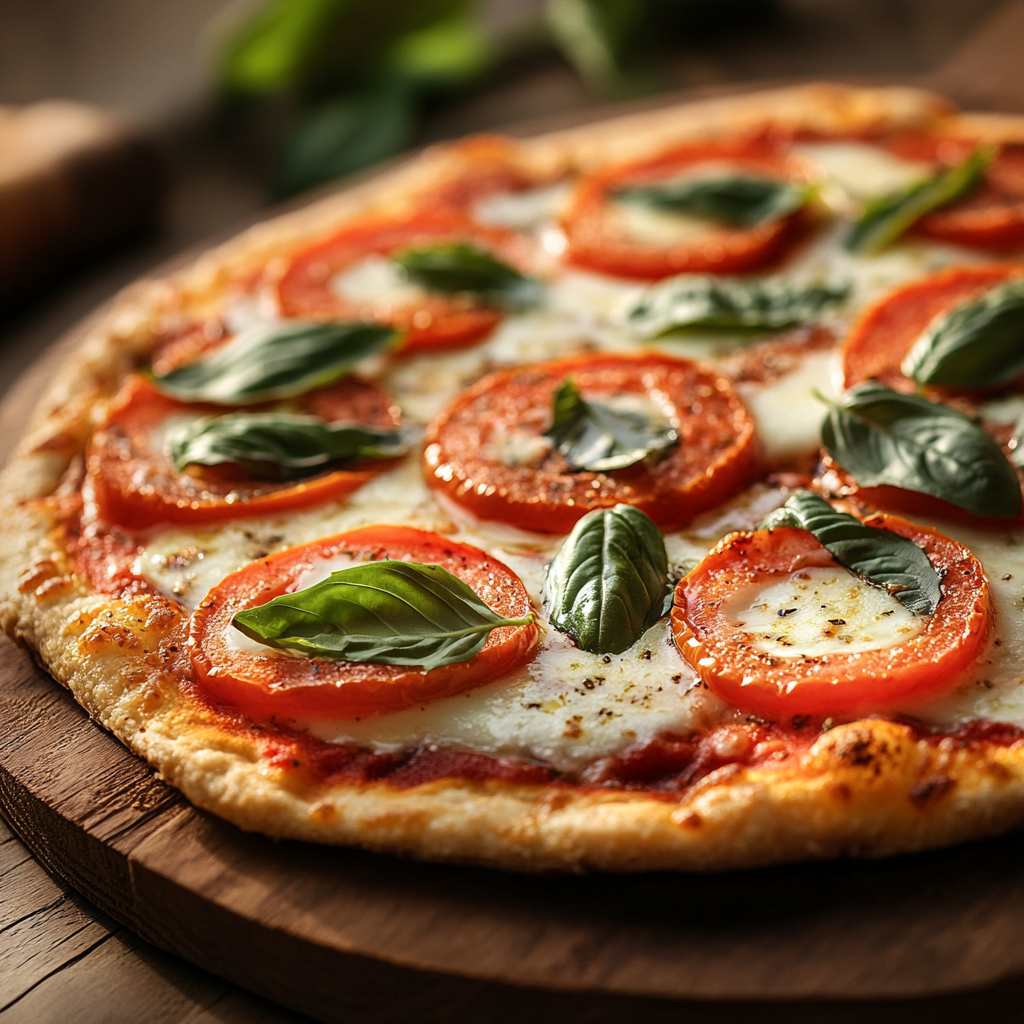 Pizza Keto con Masa de Almendra y Tomate Fresco