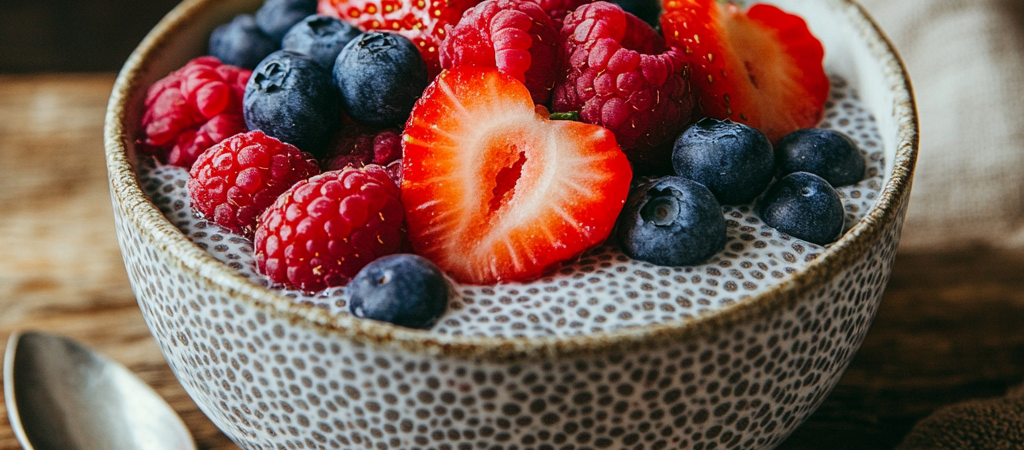 Pudín de Chía con Leche de Almendras y Frutos Rojos: Desayuno Saludable y Nutritivo