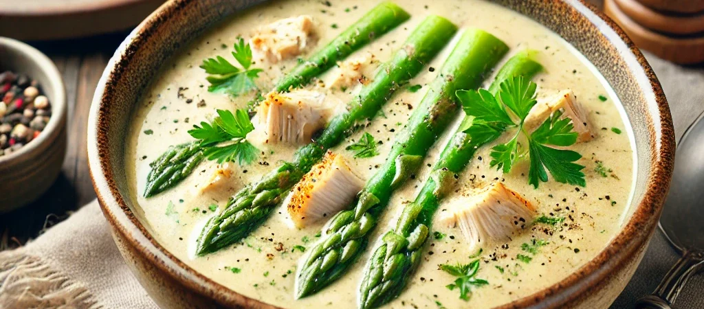 Sopa Cremosa de Pollo y Espárragos al Estilo Keto