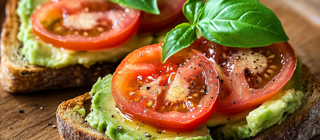 Tostadas de Aguacate con Tomate y Albahaca: Desayuno Saludable y Delicioso